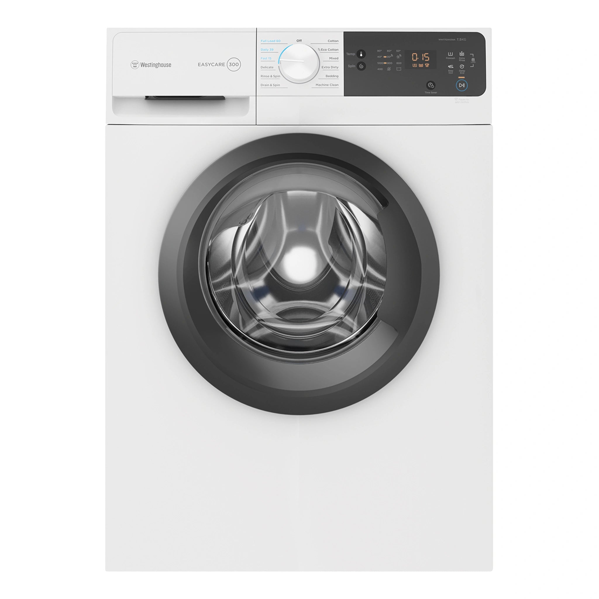 Westinghouse 7.5kg EasyCare 300 Series Washing Machine WWF7524N3WA, Front View