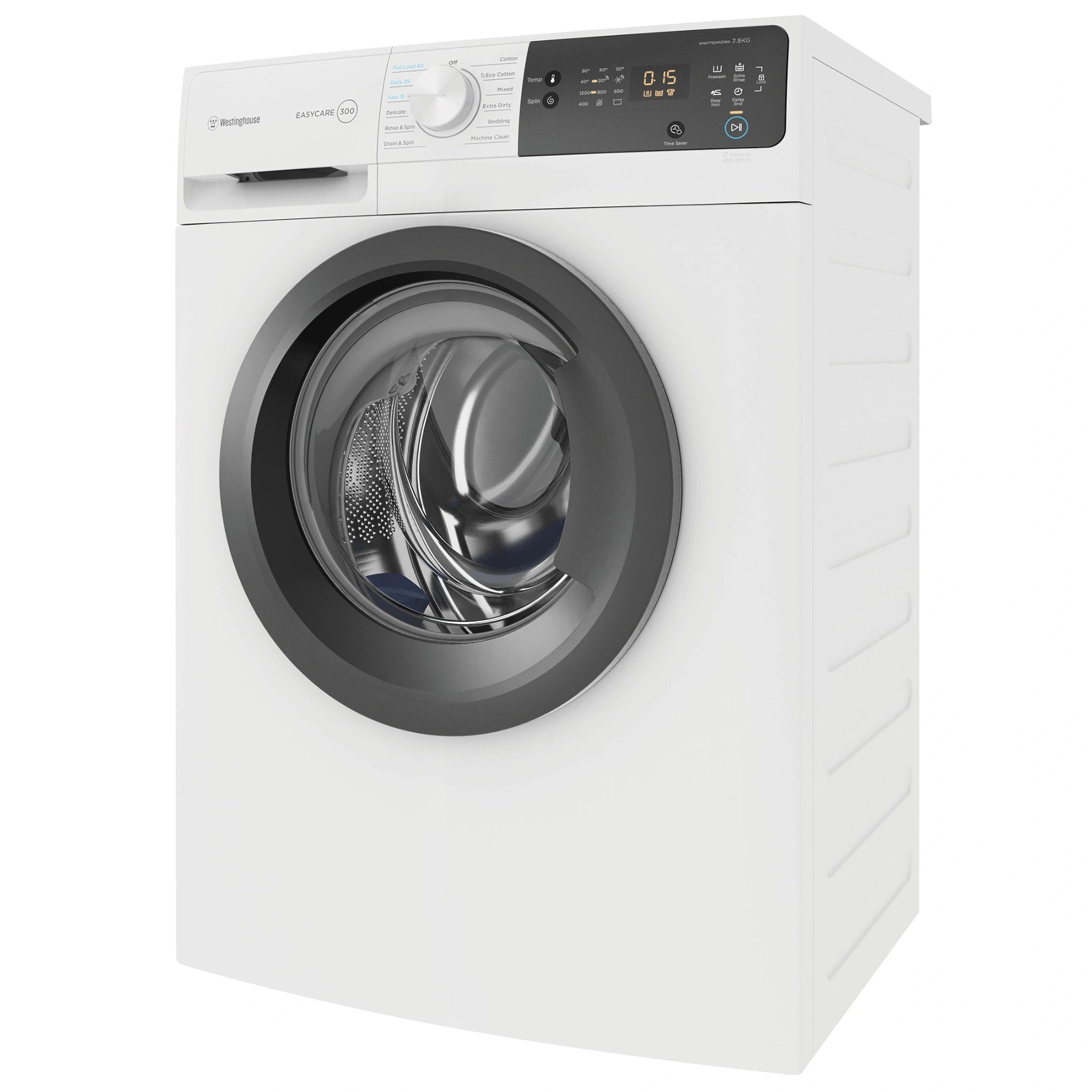 Westinghouse 7.5kg EasyCare 300 Series Washing Machine WWF7524N3WA, Side View