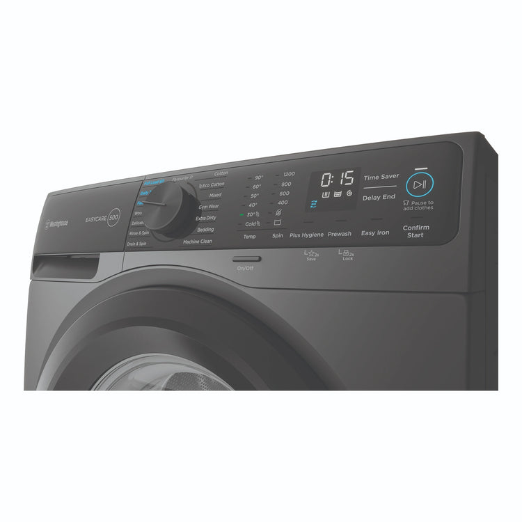Westinghouse 9kg 500 Series Metallic Grey EasyCare Front Load Washer WWF9024M5SAS, Control Panel View