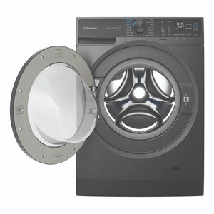 Westinghouse 9kg 500 Series Metallic Grey EasyCare Front Load Washer WWF9024M5SAS, Front View with Door Open