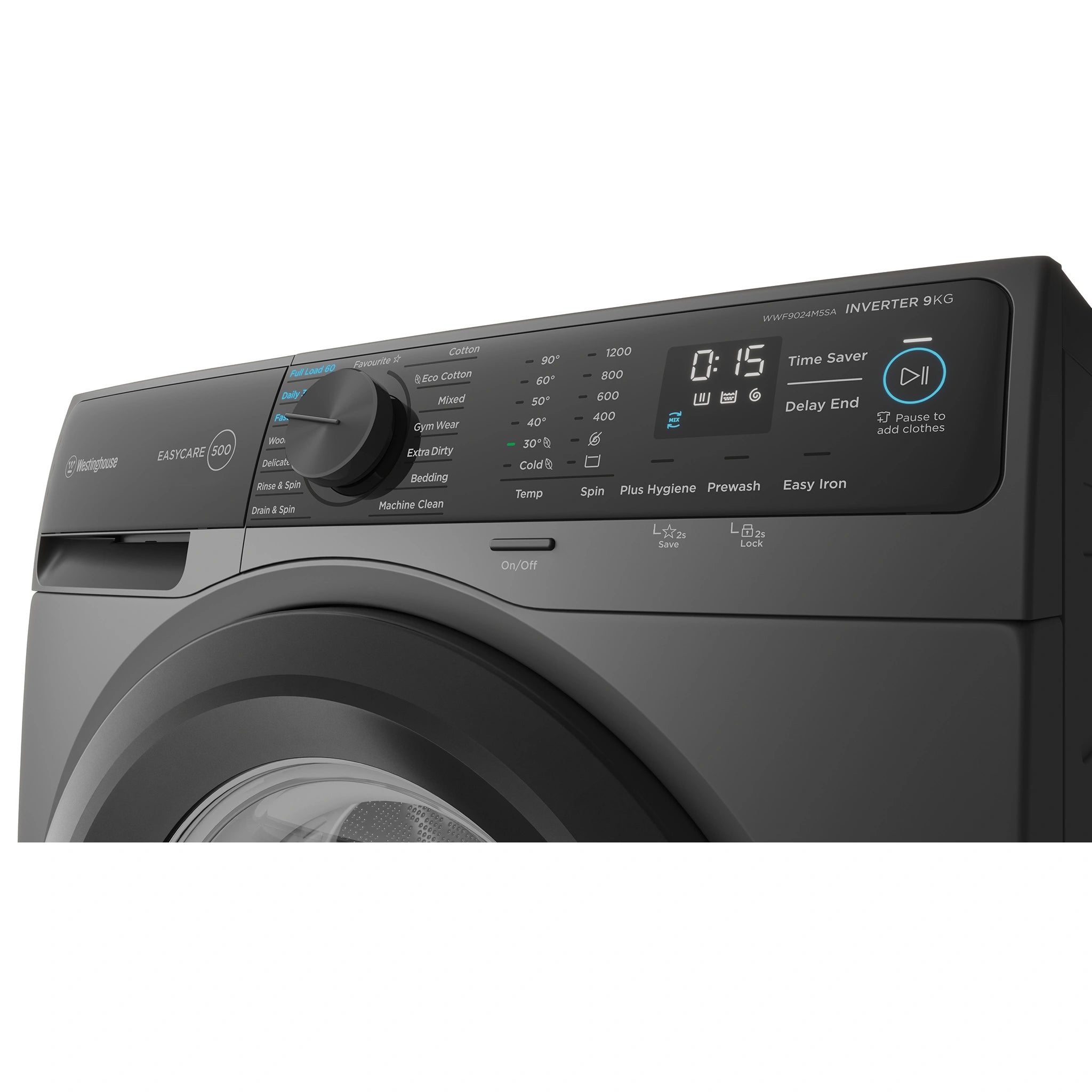 Westinghouse 9kg EasyCare 500 Front Load Washing Machine WWF9024M5SA, Controls