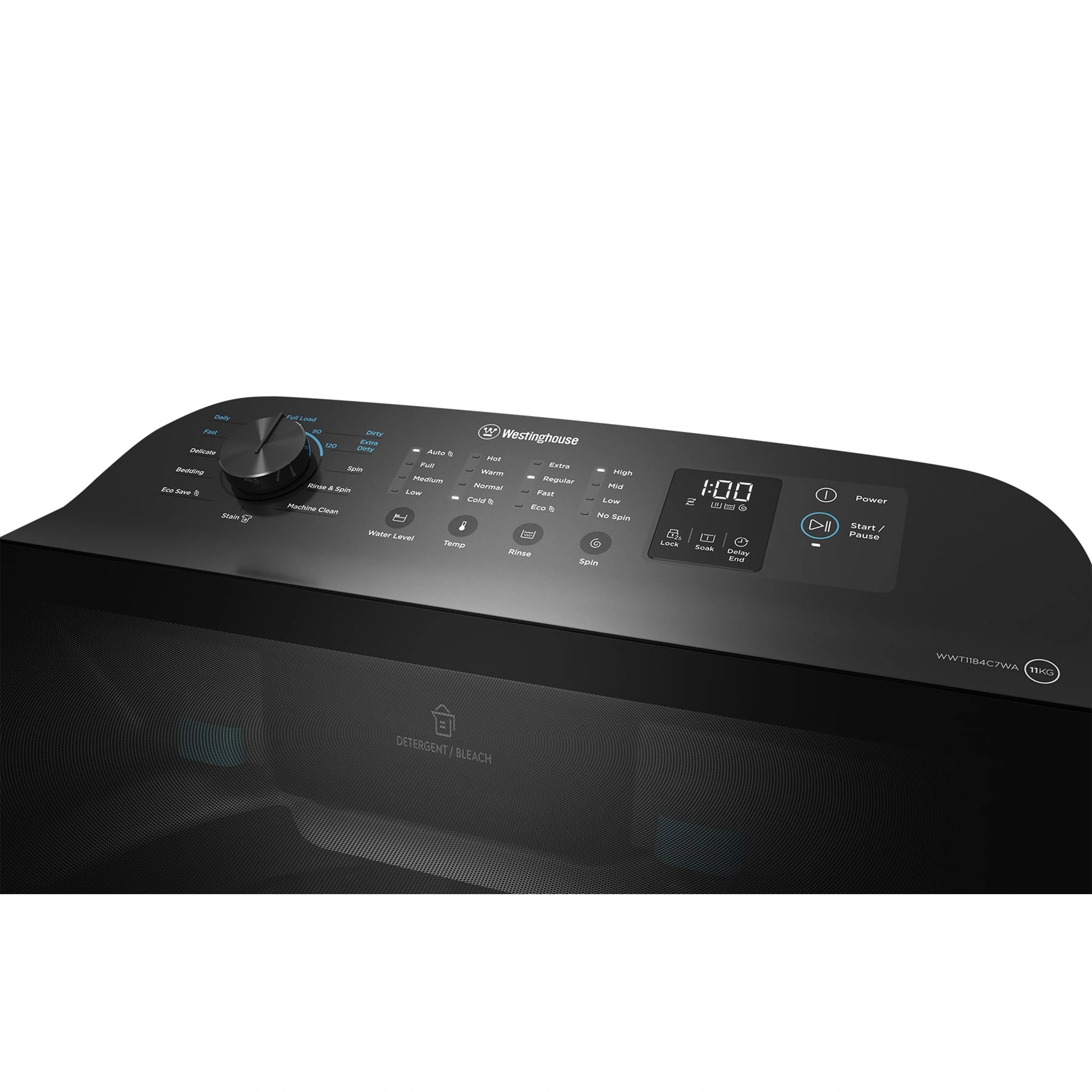 Westinghouse 11kg EasyCare Top Load Washing Machine WWT1184C7WA, Control Panel View