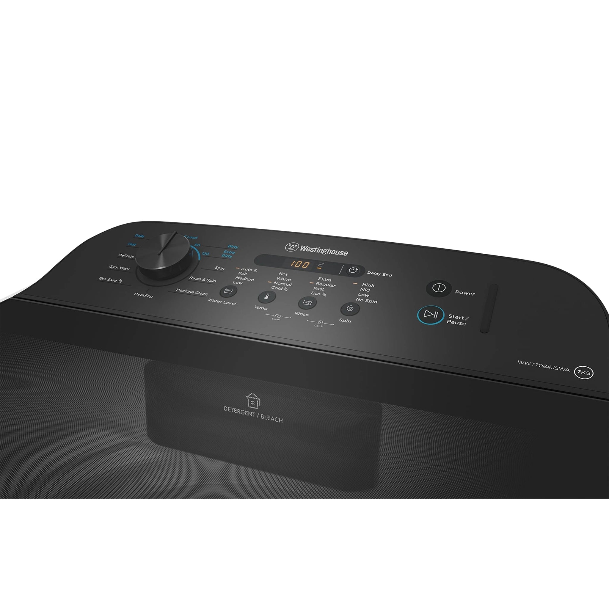 Westinghouse 7kg EasyCare Top Load Washing Machine WWT7084J5WA, Control Panel View