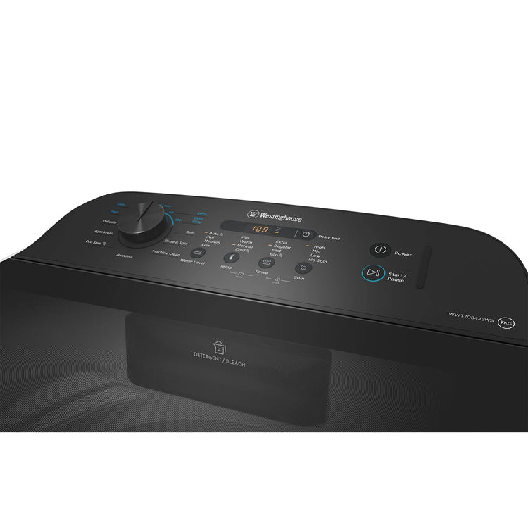 Westinghouse 7kg EasyCare Top Load Washing Machine WWT7084J5WA, Control Panel View