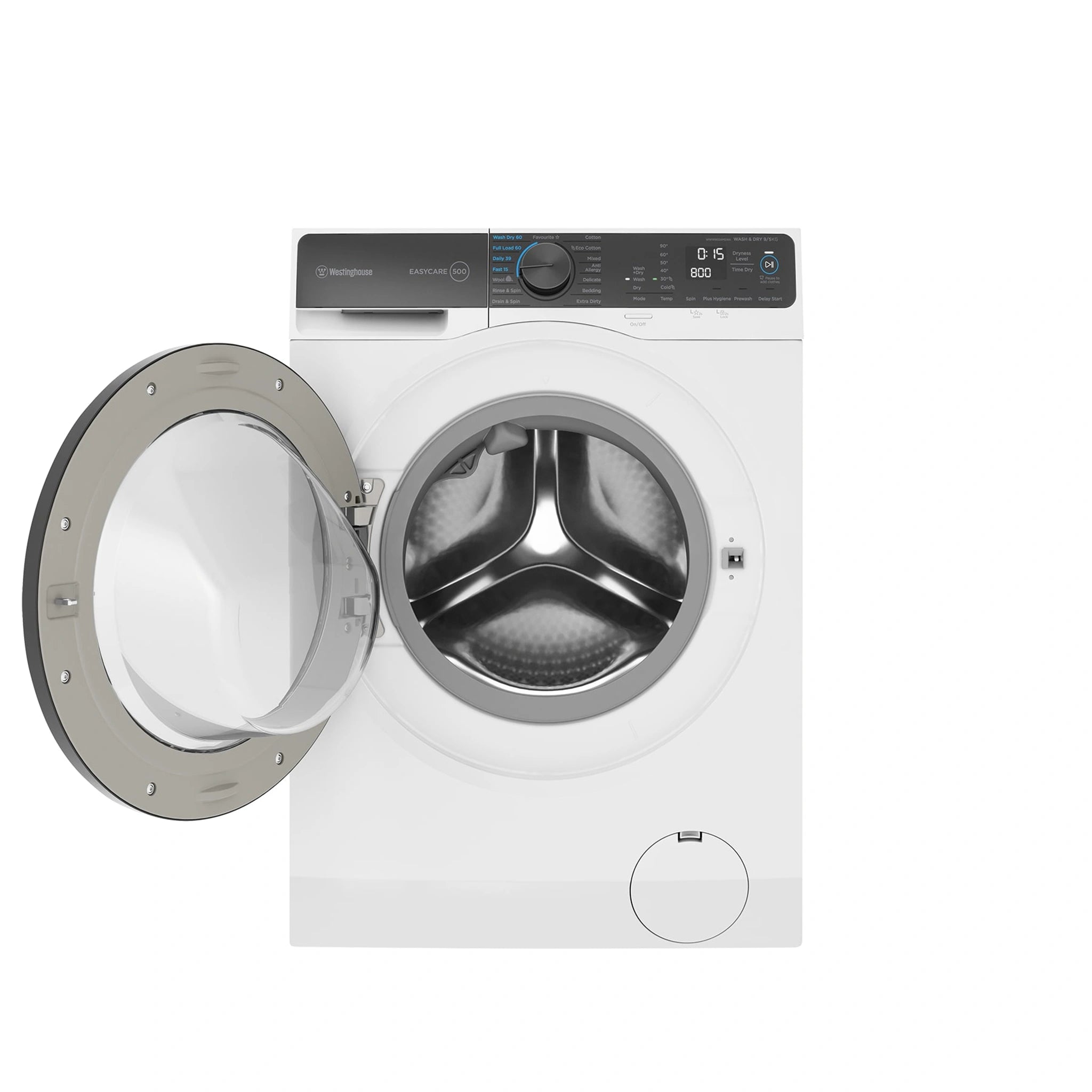 Westinghouse 9kg/5kg Washer Dryer Combo WWW9024M5WA, Front View With Door Open