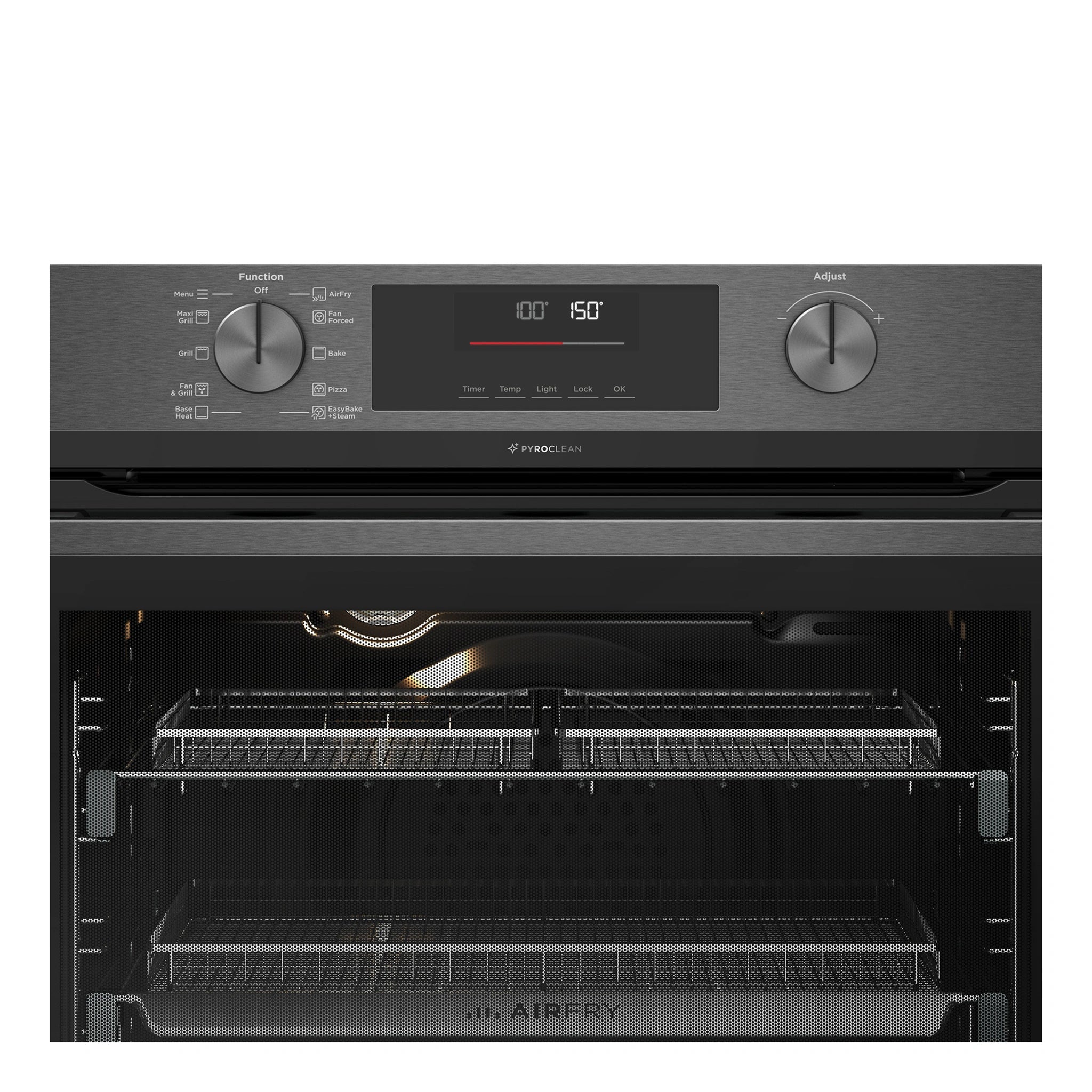 Westinghouse 60cm Multi-Function Pyrolytic Oven with Air Fry and Steam Bake Dark Stainless Steel WVEP6717DD, Control Panel View