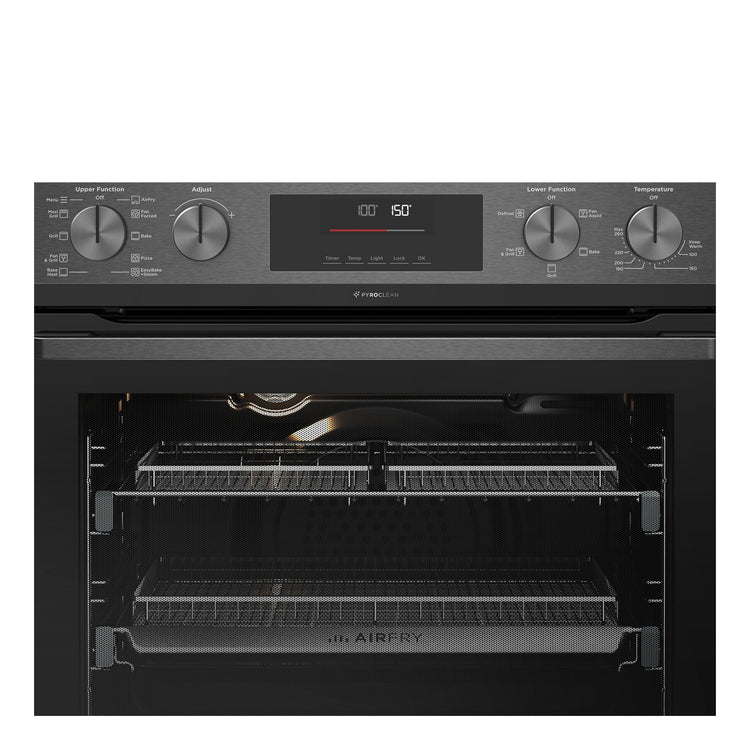 Westinghouse 60cm Multi-Function Pyrolytic Double Oven and Steam Bake Dark Stainless Steel WVEP6727DD, Control Panel View