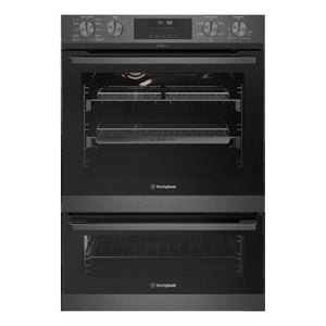 Westinghouse 60cm Multi-Function Pyrolytic Double Oven and Steam Bake Dark Stainless Steel WVEP6727DD, Front View