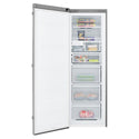 Westinghouse 254L Upright Freezer Stainless Steel WFB2804SA, Front view with open door, full of food items 
