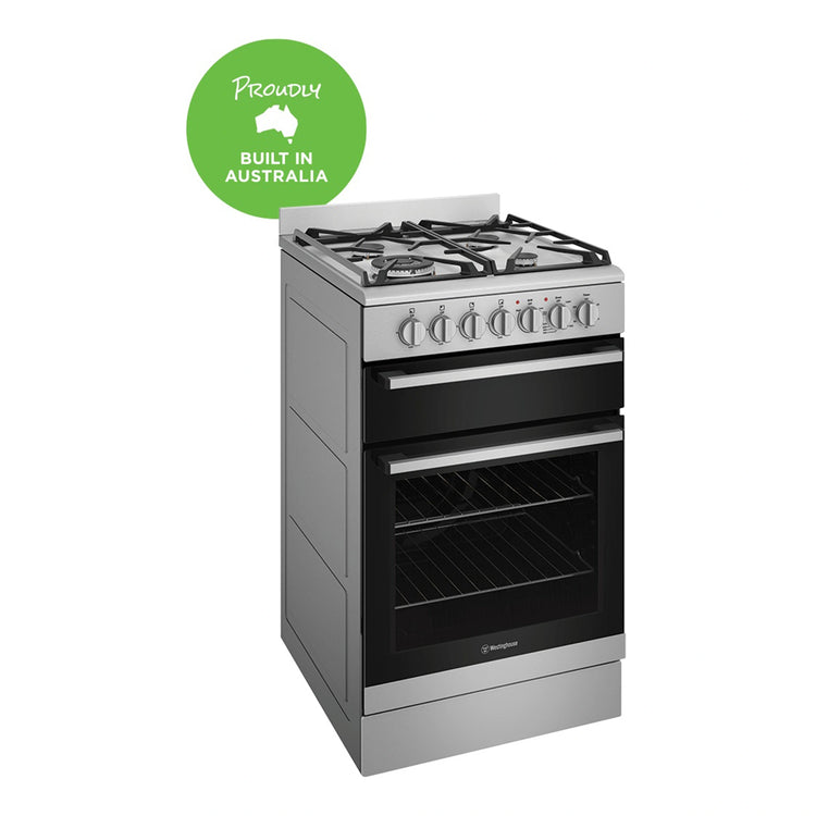 Westinghouse 54cm Dual Fuel Upright Oven Stainless Steel WFE512SC, Left View