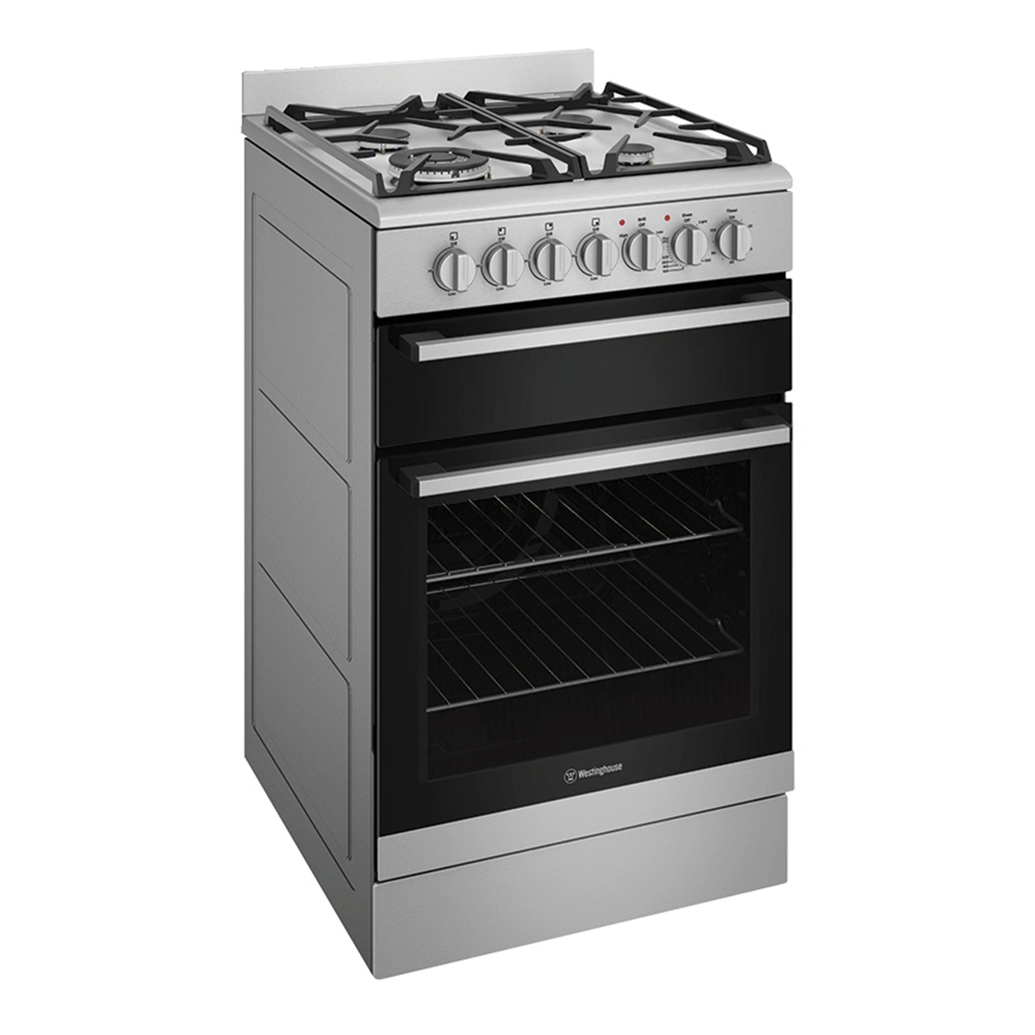 Westinghouse 54cm Dual Fuel Upright Oven Stainless Steel WFE512SC, Left View