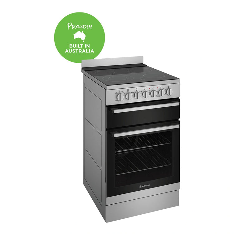 Westinghouse 54cm Freestanding Electric Oven with Ceramic Cooktop WFE542SC, Left View