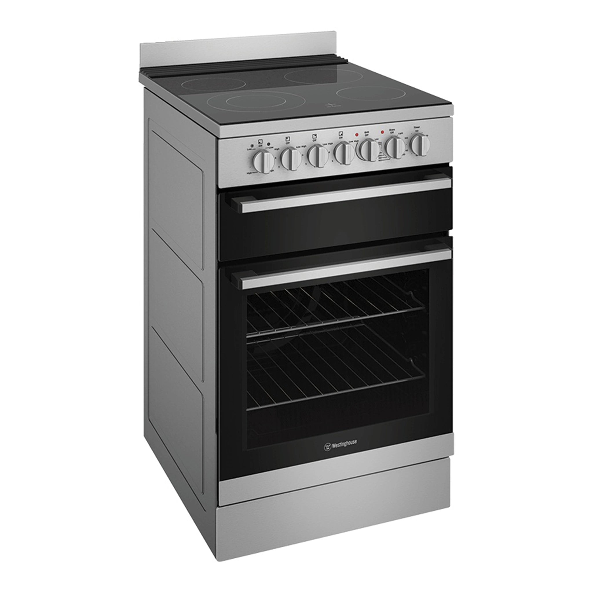 Westinghouse 54cm Freestanding Electric Oven with Ceramic Cooktop WFE542SC, Left View