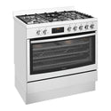 Westinghouse WFE914SB 90cm Freestanding Dual Fuel Oven/Stove, Front right view