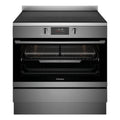 Westinghouse 90cm Electric Freestanding Oven with Induction Cooktop Dark Stainless Steel WFE9756DD, Front View