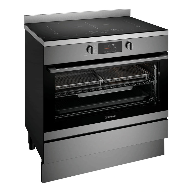 Westinghouse 90cm Electric Freestanding Oven with Induction Cooktop Dark Stainless Steel WFE9756DD, Left Side View