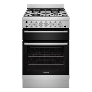 Westinghouse 60cm Freestanding Gas Oven and Gas Cooktop with Separate Grill Stainless Steel WFG612SCH, Front View