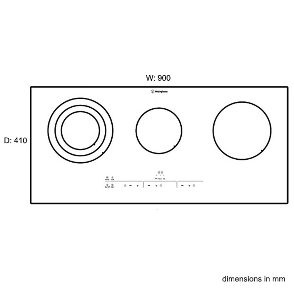 Westinghouse WHC934BA 90cm Electric Ceramic Cooktop, Dimensions