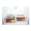 Westinghouse WHE6000SA 605L French Door Fridge Stainless Steel, Glass shelf and vegetable crisper drawer view 