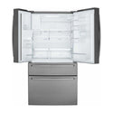 Westinghouse 609L French Door Fridge Dark Steel WHE6874BA, Front view with top door open