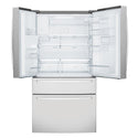 Westinghouse 619L French Door Fridge Stainless Steel WHE7074SA, Front view with top door open