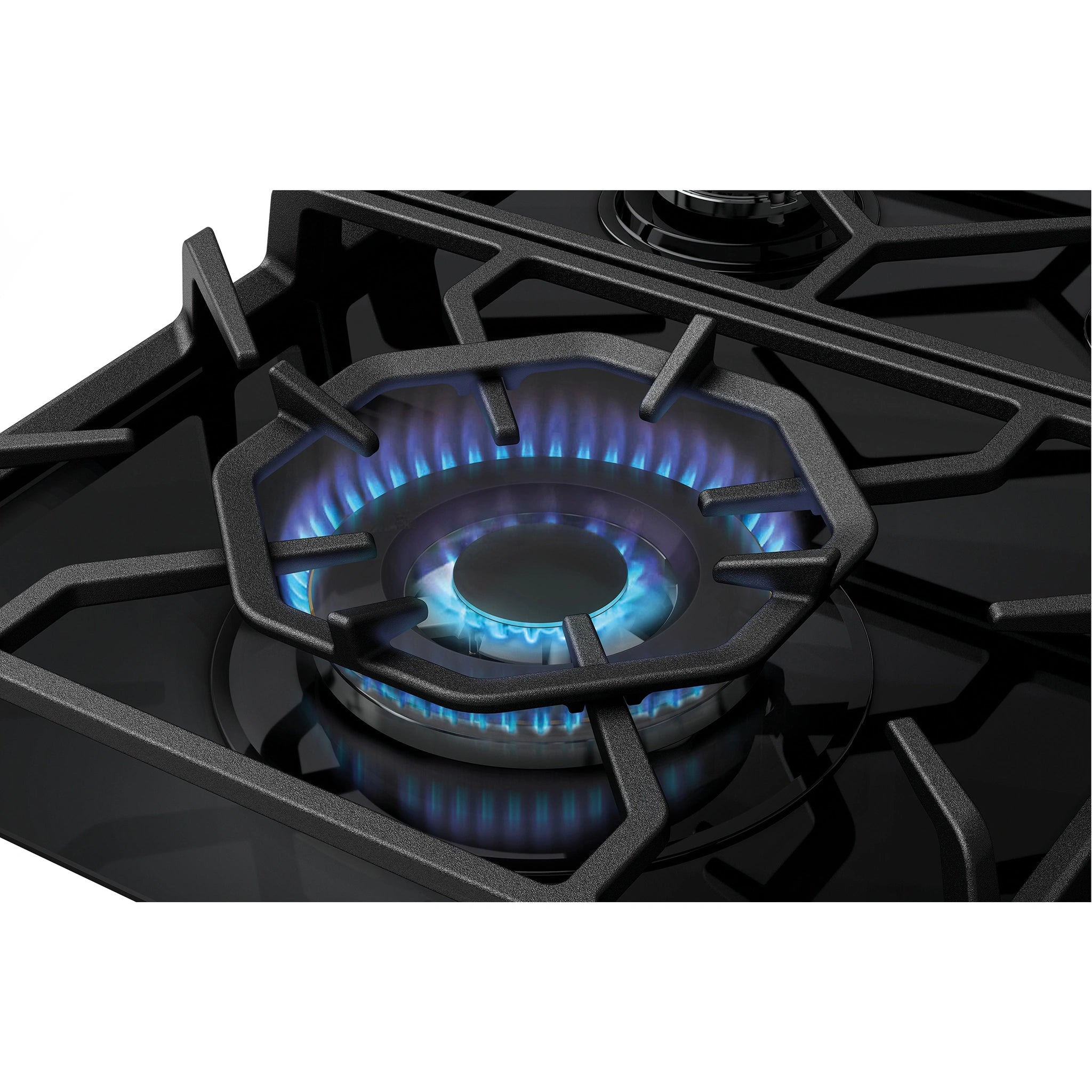 Westinghouse 60cm 3 Burner Ceramic Glass Gas Cooktop Black WHG639BD, Burner On