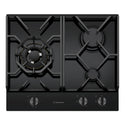 Westinghouse 60cm 3 Burner Ceramic Glass Gas Cooktop Black WHG639BD, Front View