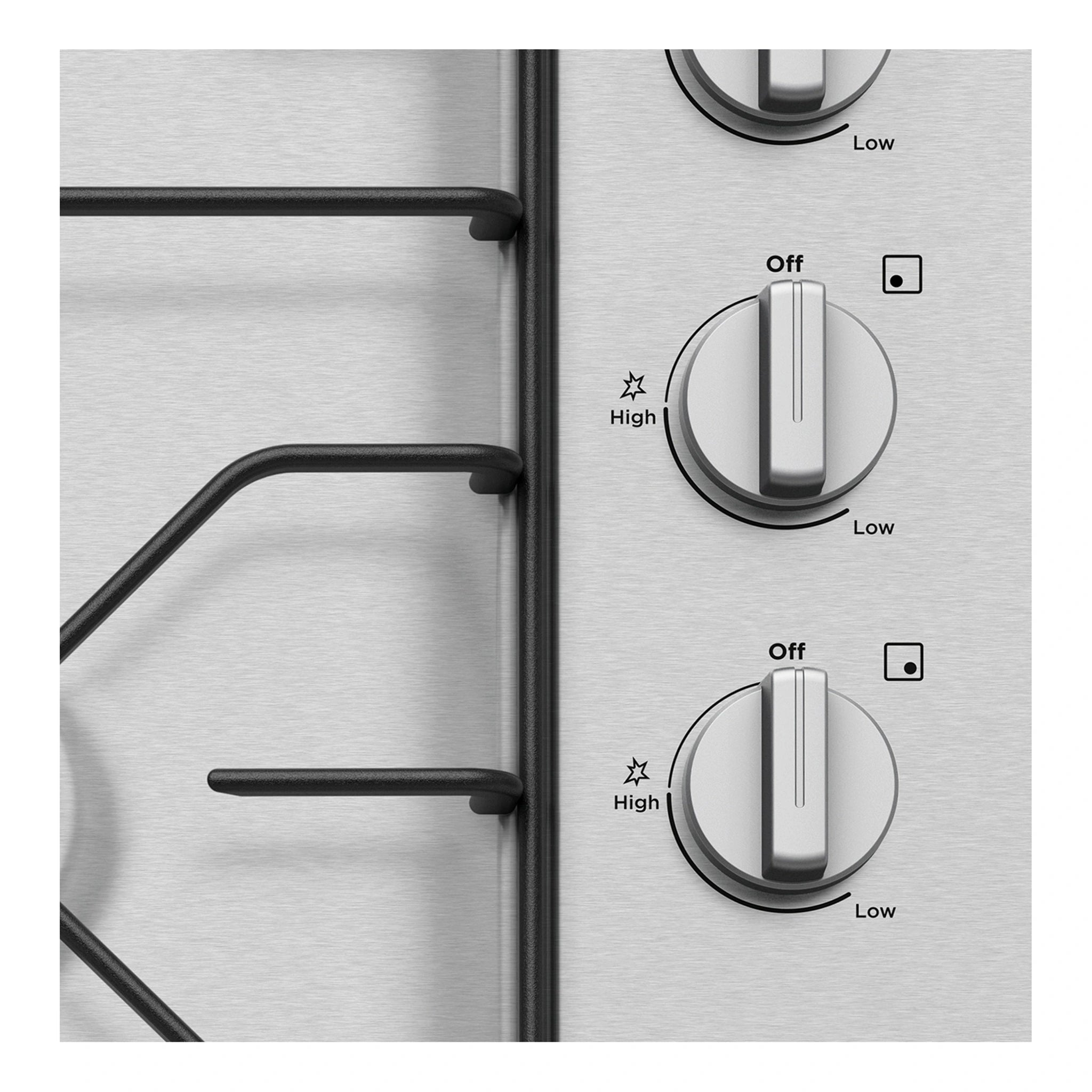 Westinghouse 60cm 4 Burner Stainless Steel Gas Cooktop WHG640SC, Control Panel View