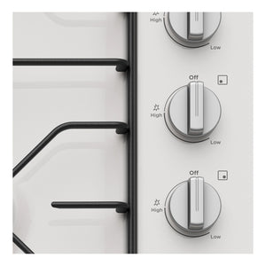 Westinghouse 60cm 4 Enamel Burner Gas Cooktop White WHG640WC, Control Panel View