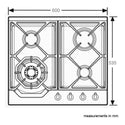 Westinghouse WHG643SA 60cm Cooktop w/ 4 Burners including Wok, Dimensions
