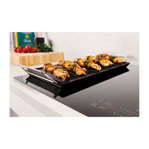 Westinghouse WHI645BC 60cm 4-Zone Induction Cooktop, Top view with cooking dish and food 