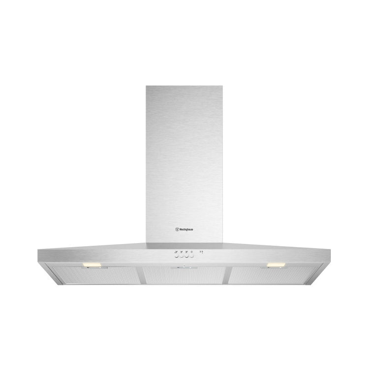 WRC914SD - Westinghouse 90cm stainless steel canopy hood with Hob2Hood, 760m3/h extraction, LED lighting and dishwasher safe mesh filters