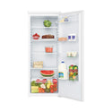 Westinghouse 240L Upright Fridge White WRM2400WD, Front view with door open, full of food items and bottles