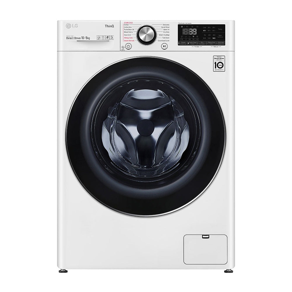 LG 10kg/6kg Series 9 Washer Dryer Combo WVC9-1410W, Front view