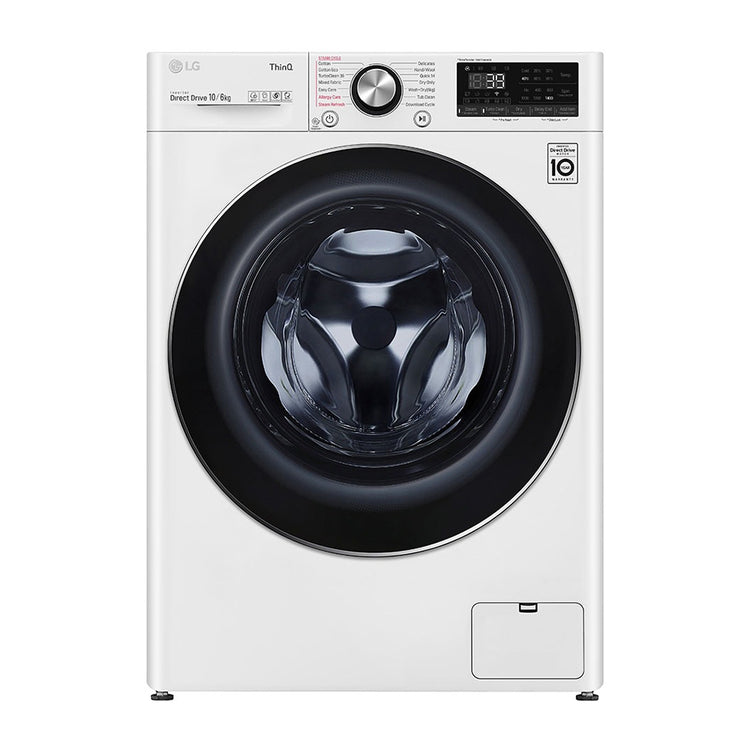 LG 10kg/6kg Series 9 Washer Dryer Combo WVC9-1410W, Front view