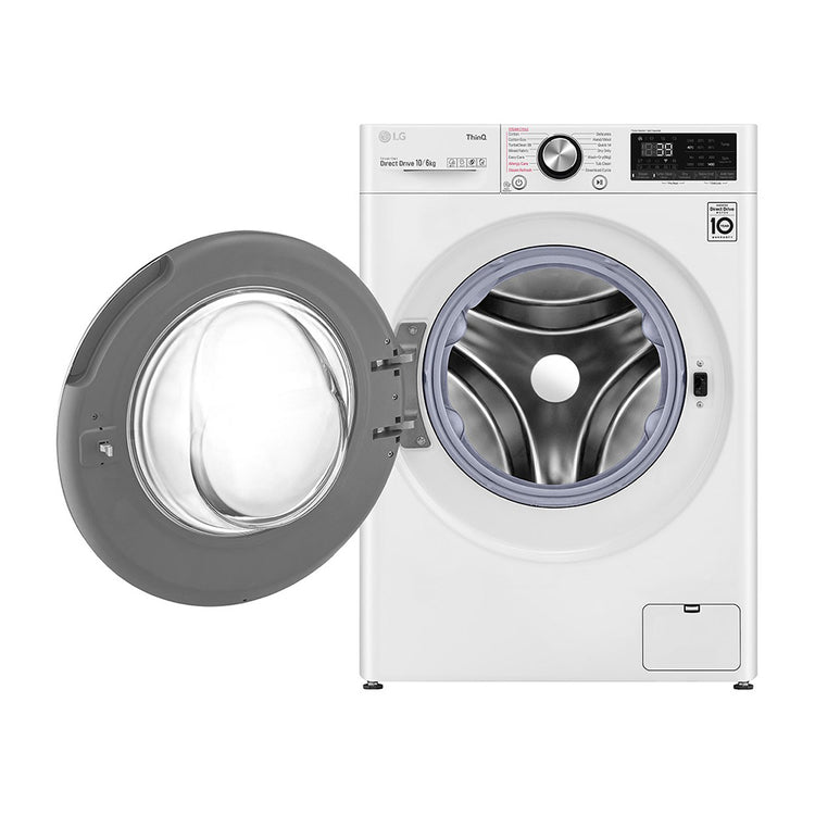 LG 10kg/6kg Series 9 Washer Dryer Combo WVC9-1410W, Front view with door open