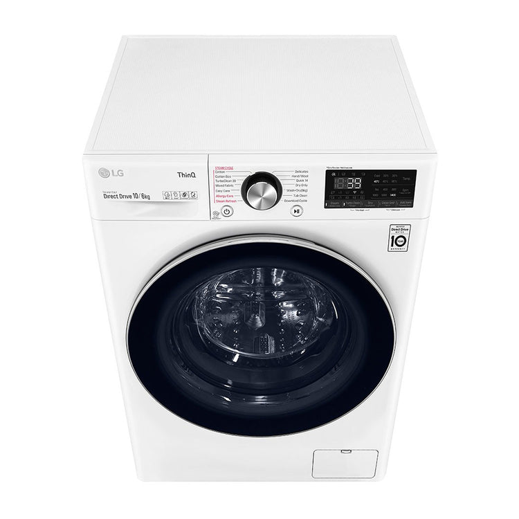 LG 10kg/6kg Series 9 Washer Dryer Combo WVC9-1410W, Front top view