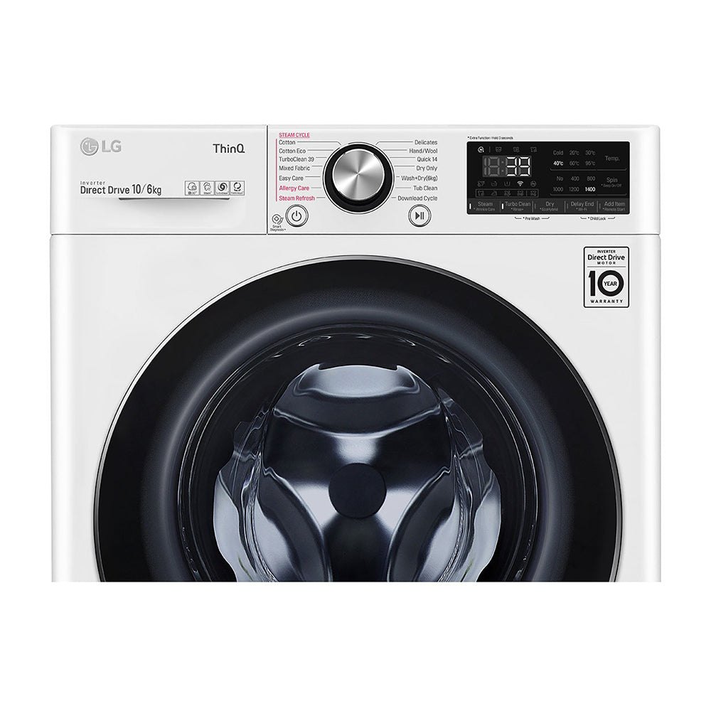 LG 10kg/6kg Series 9 Washer Dryer Combo WVC9-1410W, Panel perspective view