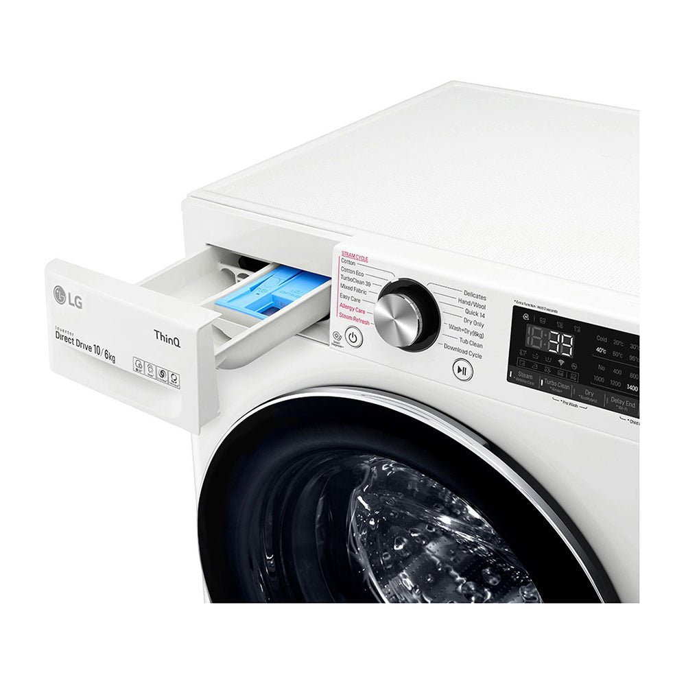 LG 10kg/6kg Series 9 Washer Dryer Combo WVC9-1410W,  Detergent tray view