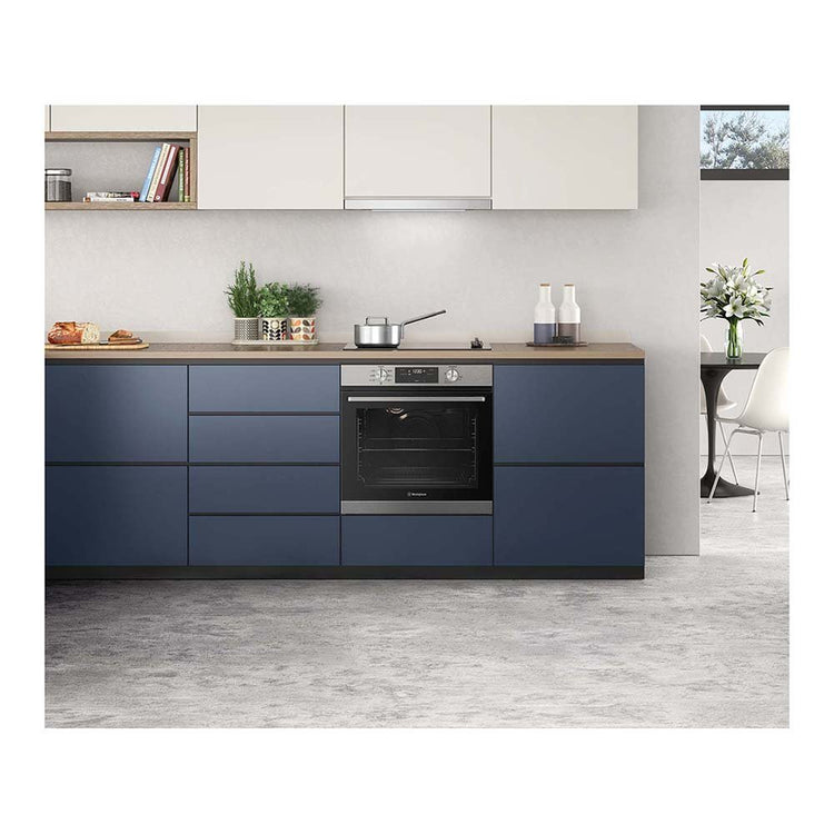 Westinghouse WVE615SC 60Cm Multifunctional Oven, Front view in kitchen cabinet