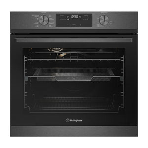 Westinghouse WVE617DSC 60cm Dark Stainless Steel 8-Function Electric Oven, Front view