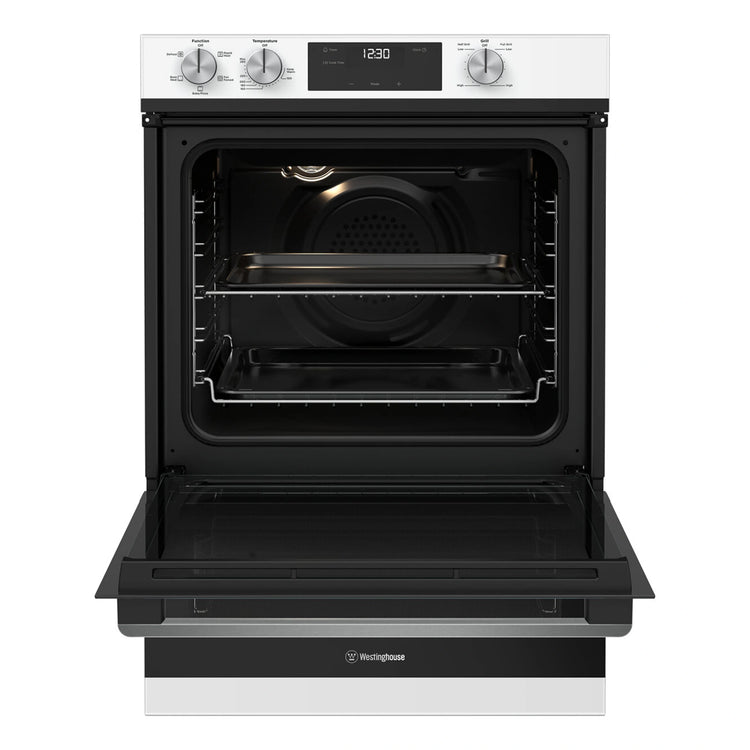 Westinghouse 60cm Multi-Function Oven with Separate Grill White WVE6565WD, Front View Door Open