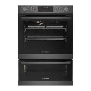 Westinghouse 60cm Multi-Function Pyrolytic Double Oven and Steam Bake Dark Stainless Steel WVEP6727DD, Front View
