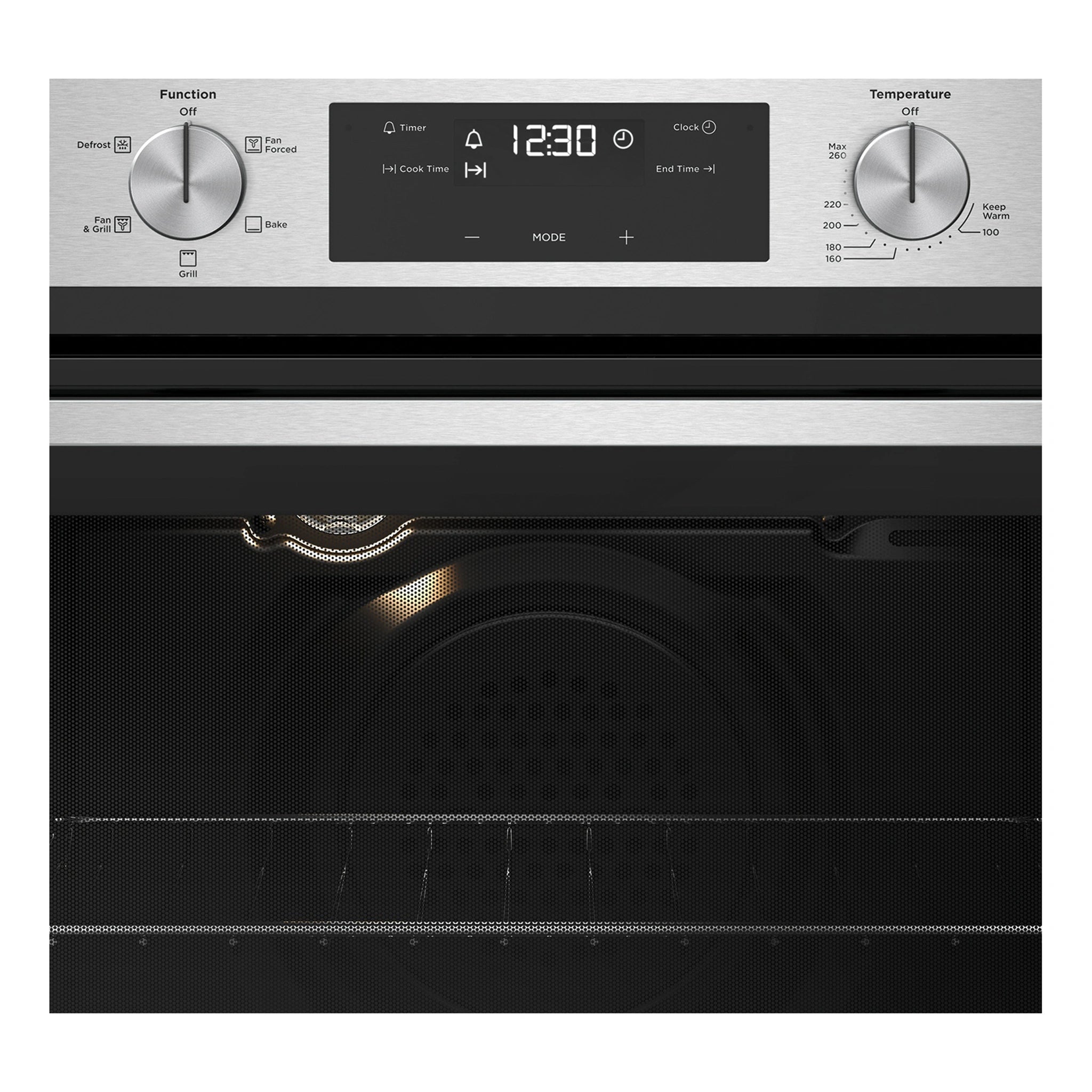 Westinghouse 60cm Built-In LPG Gas Oven with Separate Electric Grill WVG655SCLP, Control Panel View