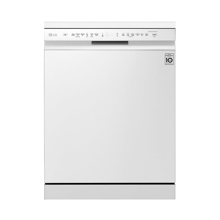 LG XD5B14WH QuadWash 60cm 14 Place Freestanding Dishwasher White, Front view