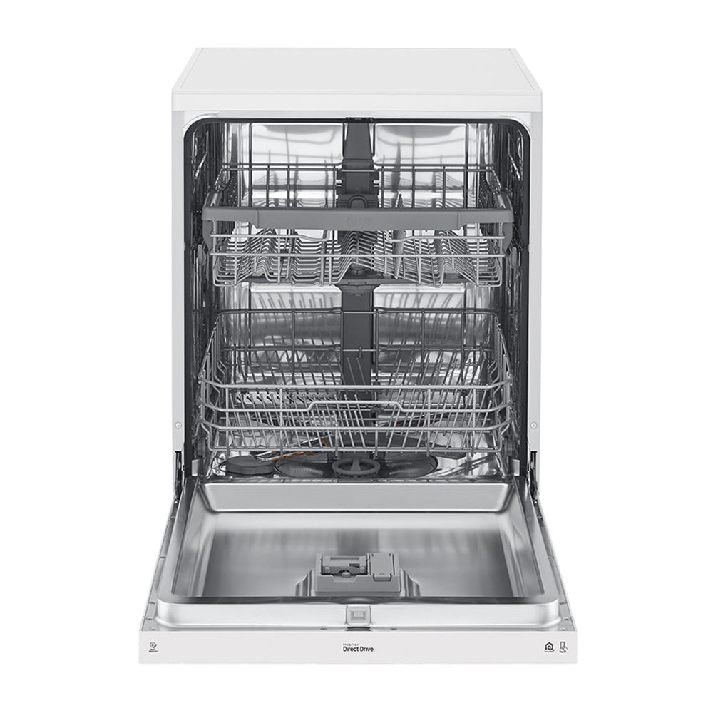 LG XD5B14WH QuadWash 60cm 14 Place Freestanding Dishwasher White, Front open
